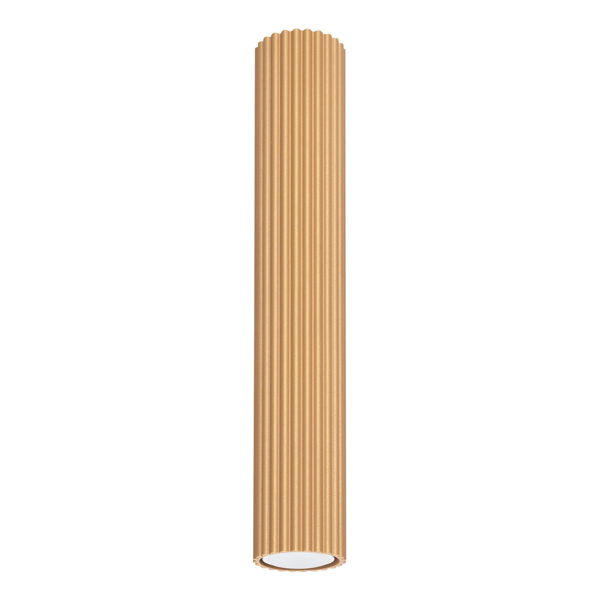 Plafonnier Karbon 40 tube cannelé doré, tube cannelé au ras du plafond