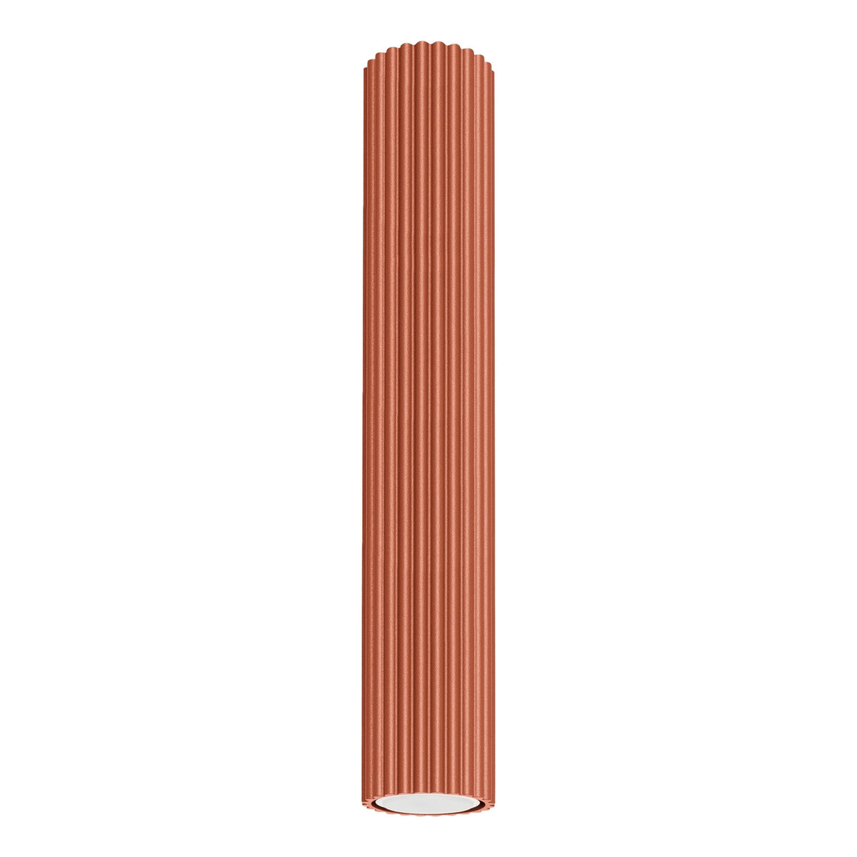 Plafonnier Karbon 40 tube cannelé ocre rouge, tube cannelé au ras du plafond