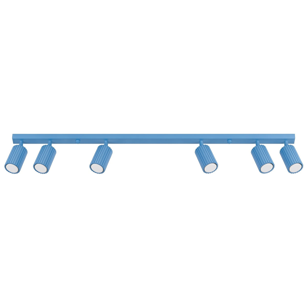 Plafonnier Karbon 6 spots barre bleu ciel, six spots orientables sur leur barre