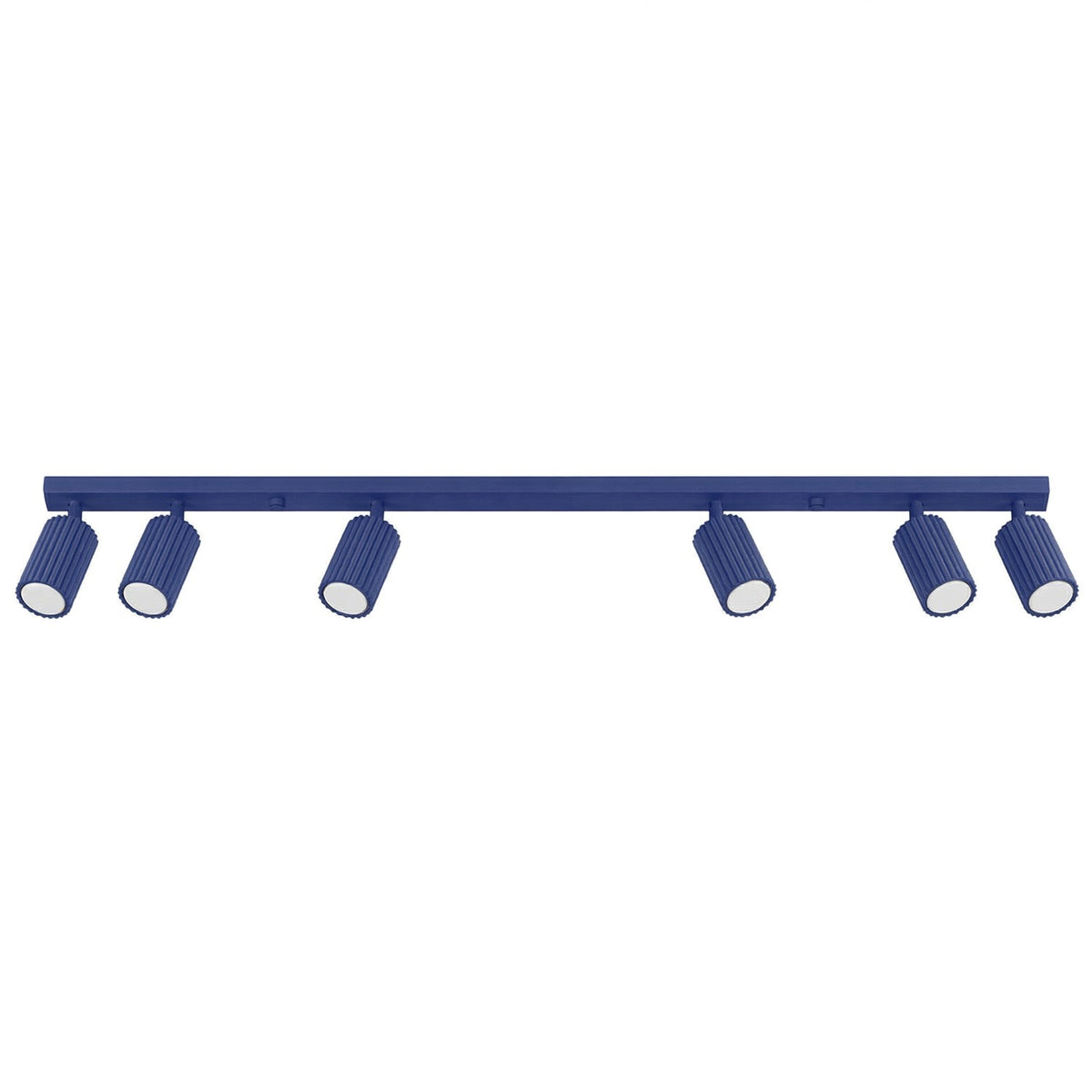 Plafonnier Karbon 6 spots barre bleu outremer, six spots orientables sur leur barre