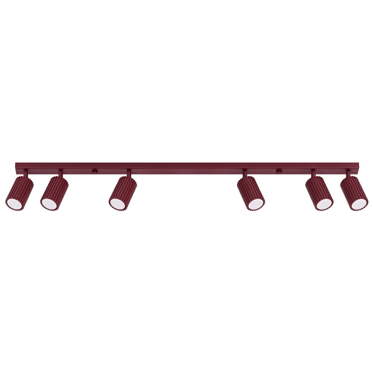 Plafonnier Karbon 6 spots barre bordeaux, six spots orientables sur leur barre