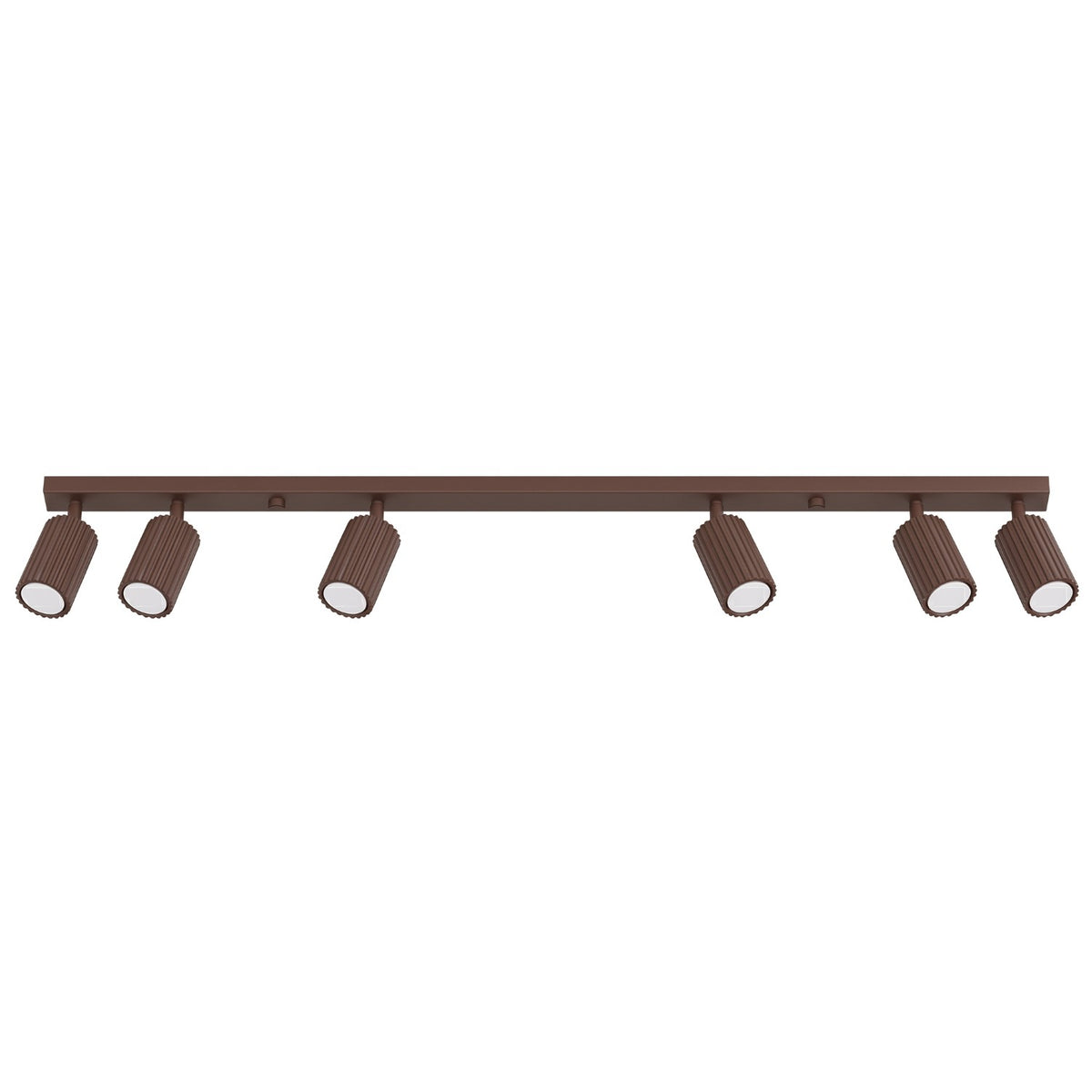 Plafonnier Karbon 6 spots barre brun, six spots orientables sur leur barre