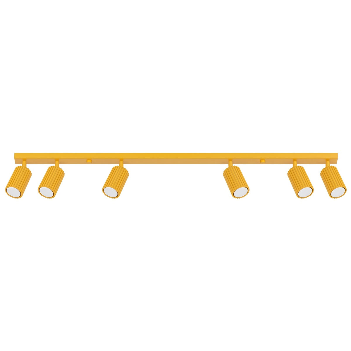 Plafonnier Karbon 6 spots barre jaune, six spots orientables sur leur barre