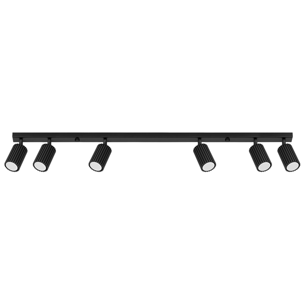 Plafonnier Karbon 6 spots barre noir, six spots orientables sur leur barre