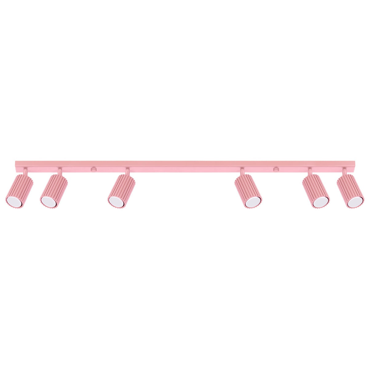 Plafonnier Karbon 6 spots barre rose, six spots orientables sur leur barre