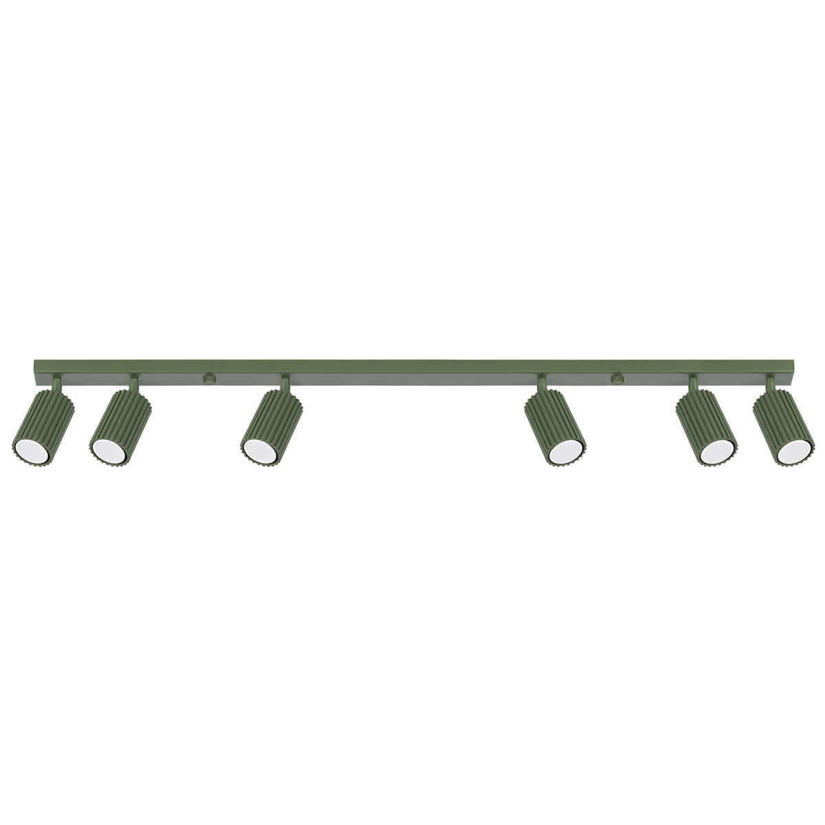Plafonnier Karbon 6 spots barre vert olive, six spots orientables sur leur barre