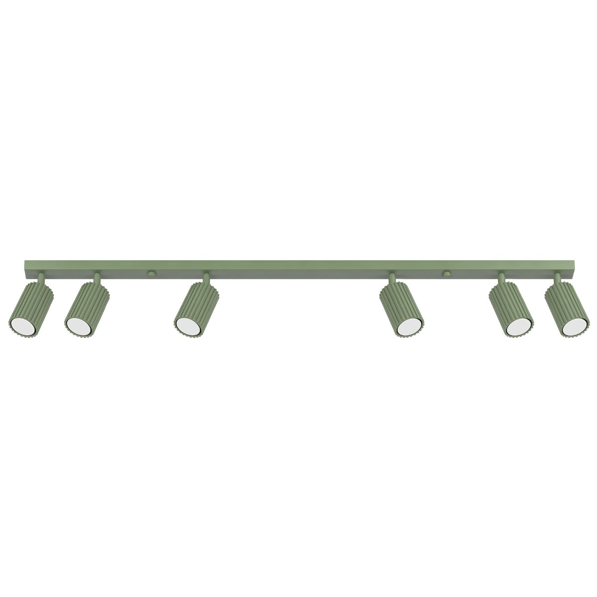Plafonnier Karbon 6 spots barre vert sauge, six spots orientables sur leur barre