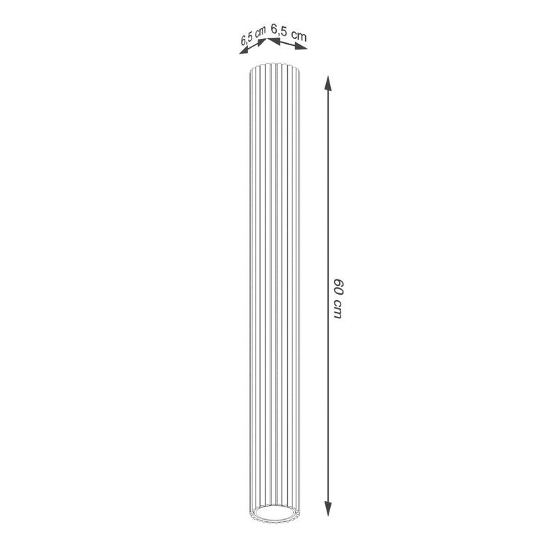 Dimensions Plafonnier Karbon 60 tube cannelé GU10
