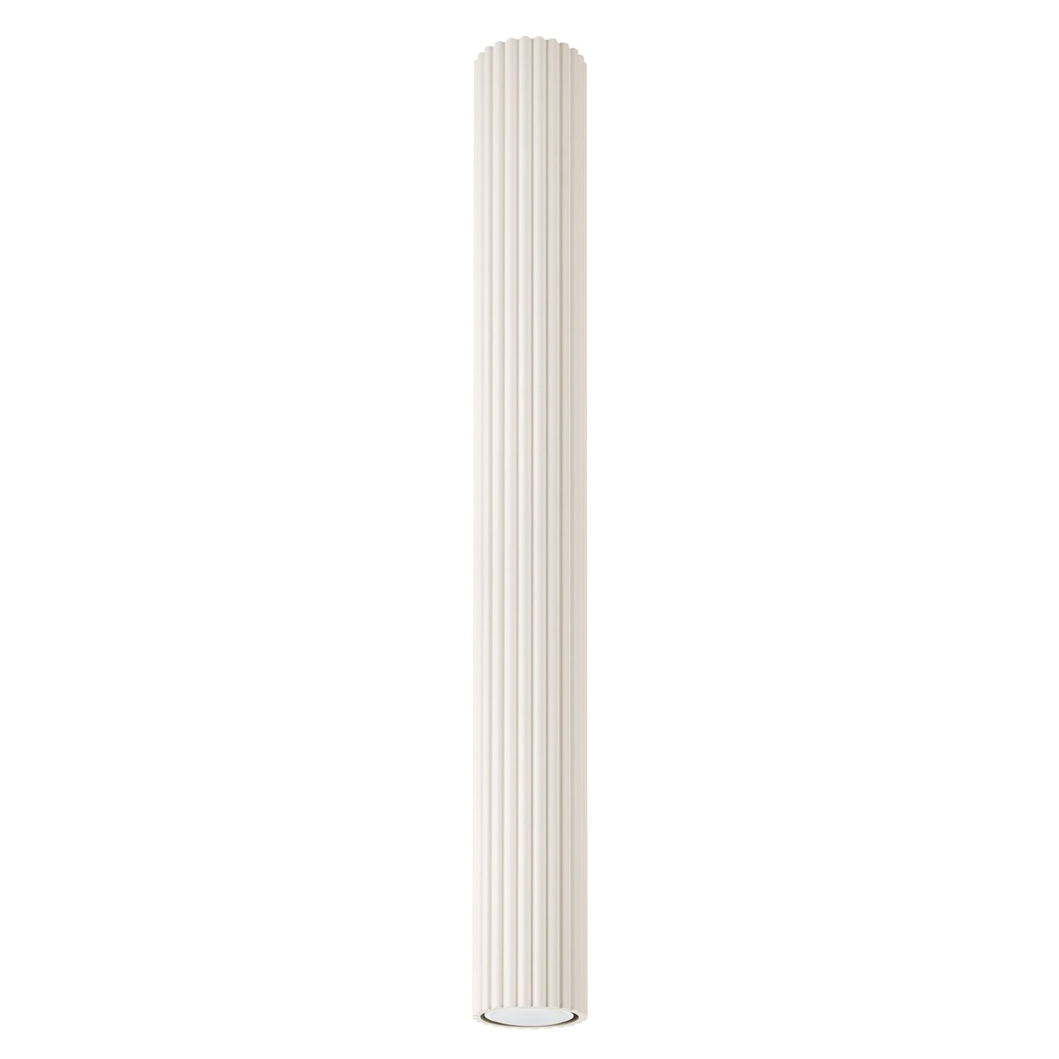 Plafonnier Karbon 60 tube cannelé beige, tube cannelé au ras du plafond