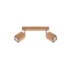 Plafonnier Keke 2 chêne, réglette de chêne et deux spots carrés orientables