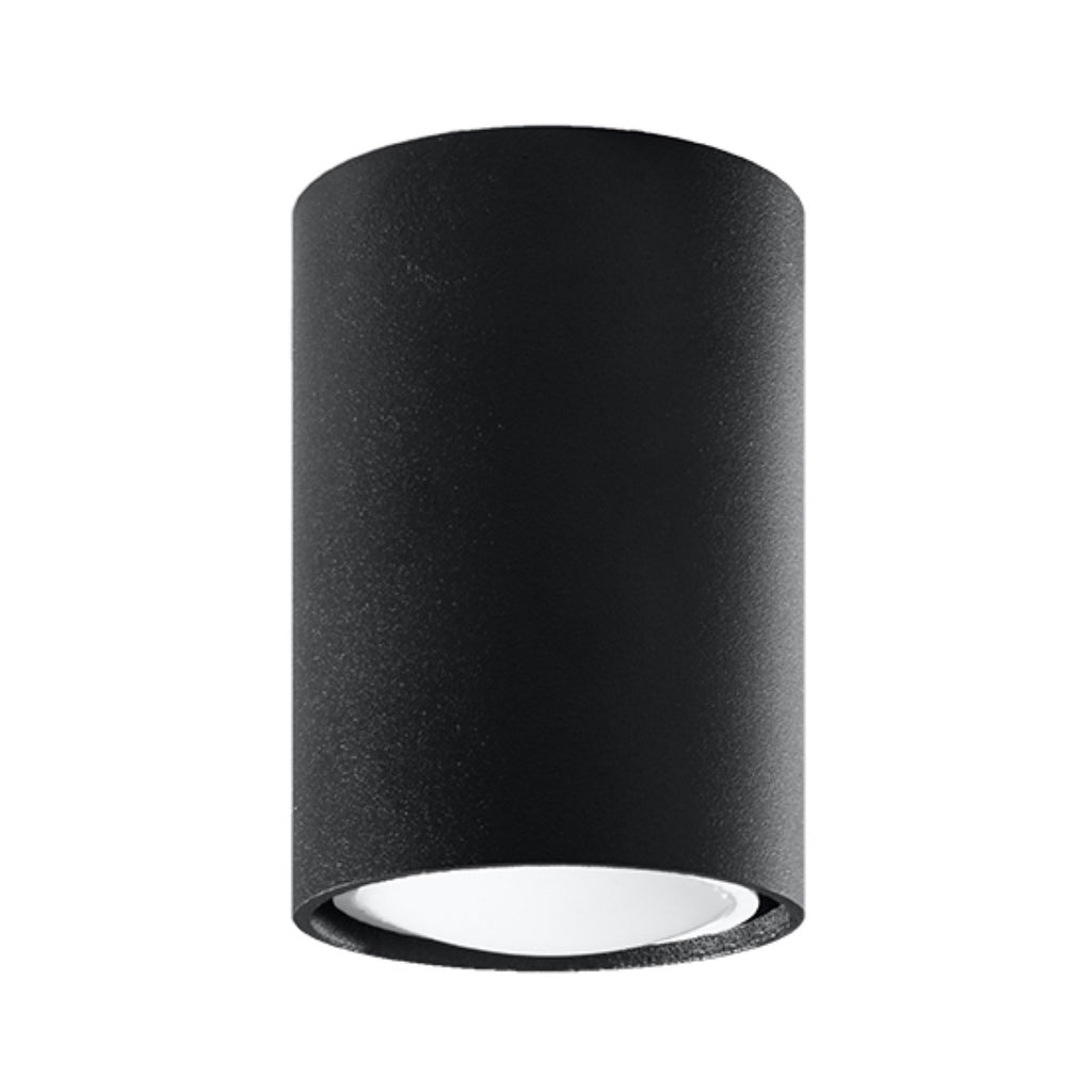 Plafonnier Lagos 10 métal noir, cylindre en acier noir