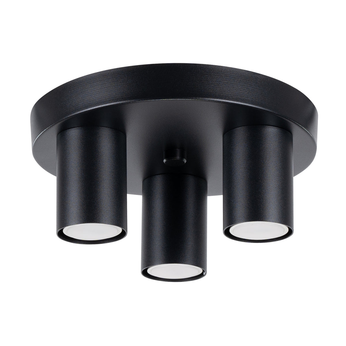 Plafonnier Lagos 3 tubes Laque noire trois tubes cylindriques sous une platine ronde