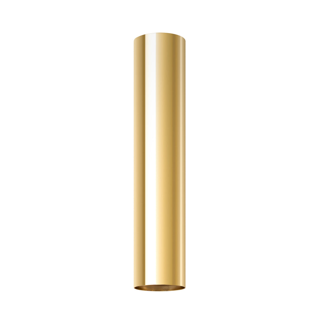 Plafonnier Lagos 30 métal doré poli GU10, tube cylindrique en acier doré poli brillant au plafond, faisceau GU10 vers le bas