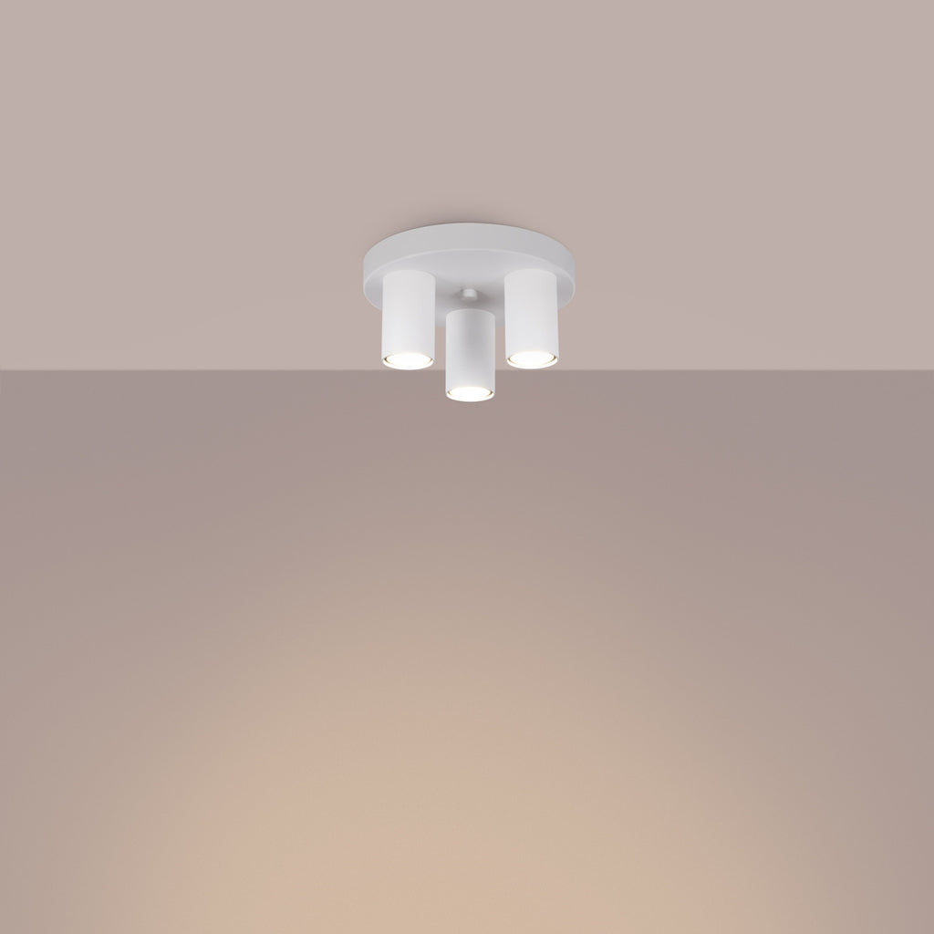 Plafonnier Lagos 3 tubes métal blanc GU10 allumé