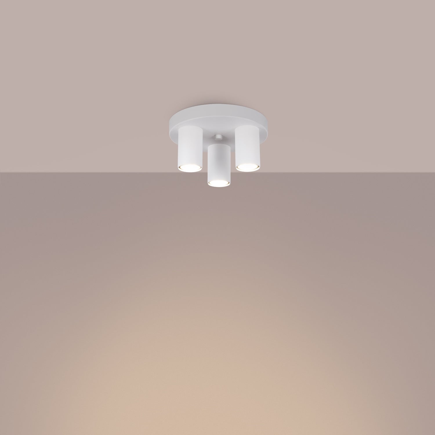 Plafonnier Lagos 3 tubes métal blanc GU10 allumé