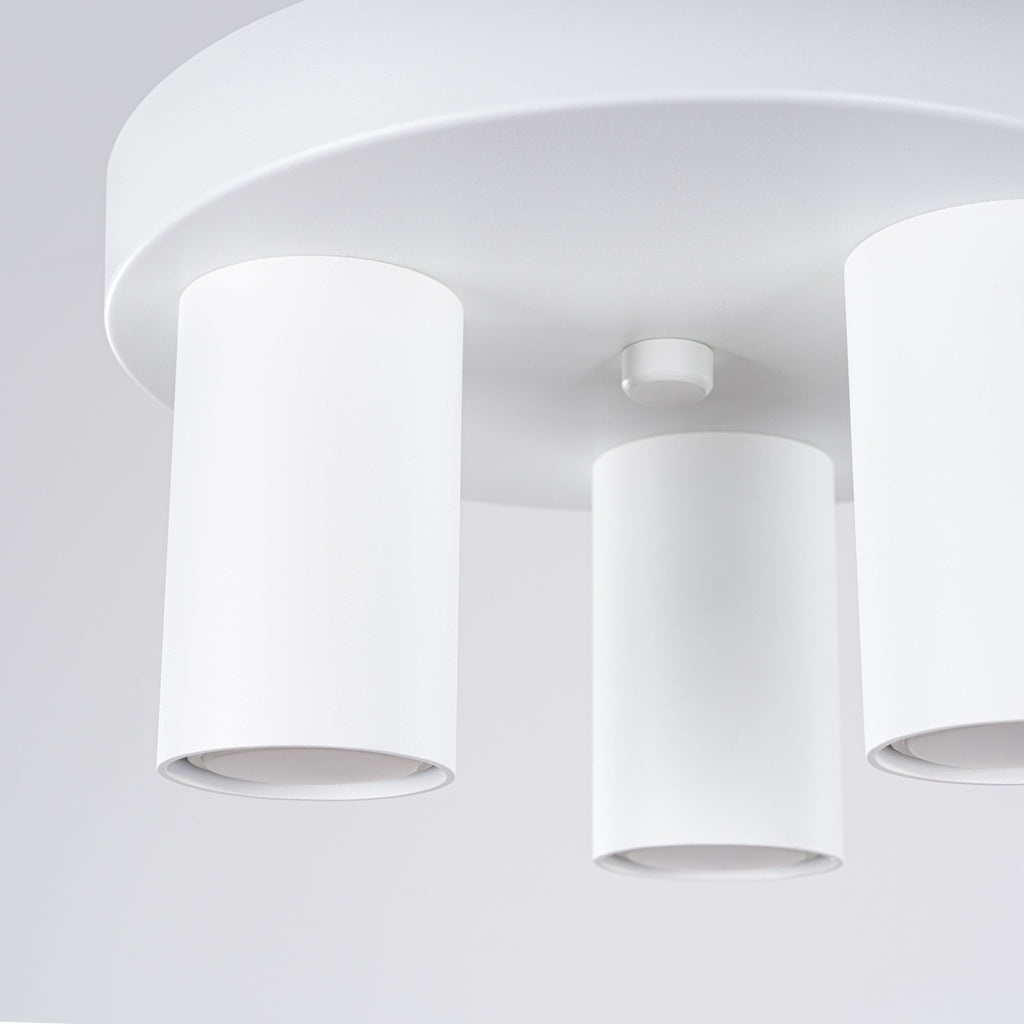 Plafonnier Lagos 3 tubes métal blanc GU10, détail de la structure