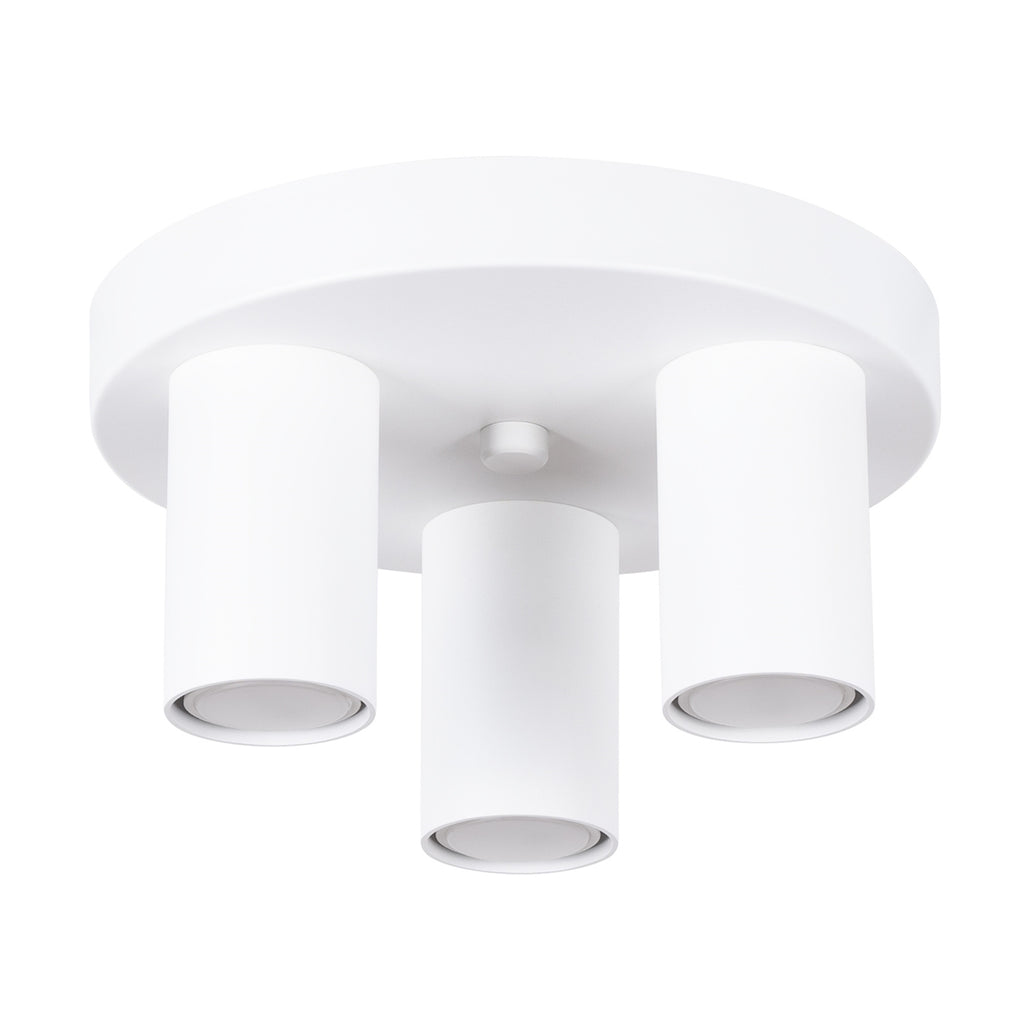 Plafonnier Lagos 3 tubes métal blanc GU10, tubes cylindriques sur platine ronde