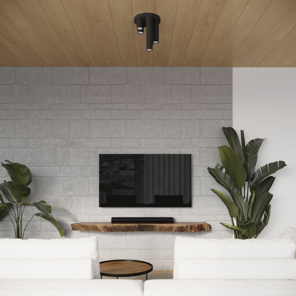 Plafonnier Lagos 3 tubes métal noir GU10, ambiance chaleureuse