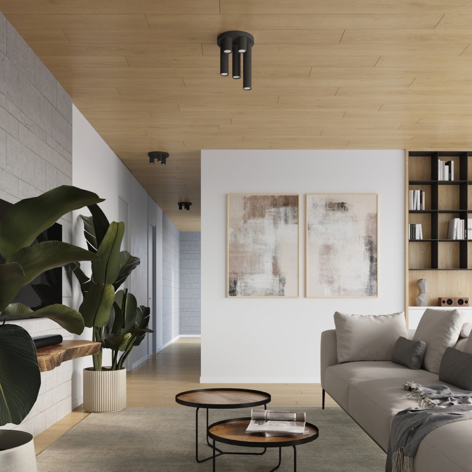 Plafonnier Lagos 3 tubes métal noir GU10 en ambiance