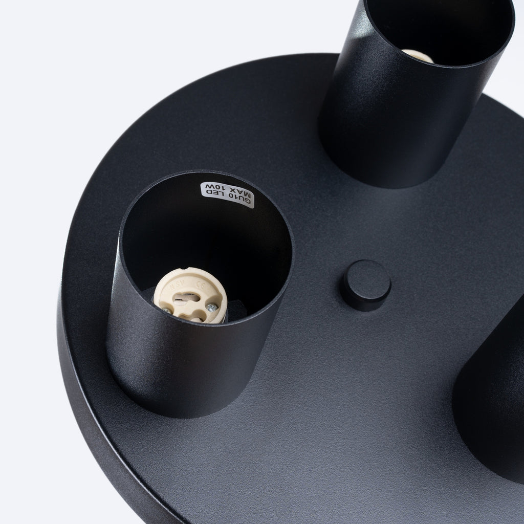 Plafonnier Lagos 3 tubes métal noir GU10, détail