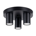 Plafonnier Lagos 3 tubes métal noir GU10, tubes cylindriques sur platine ronde