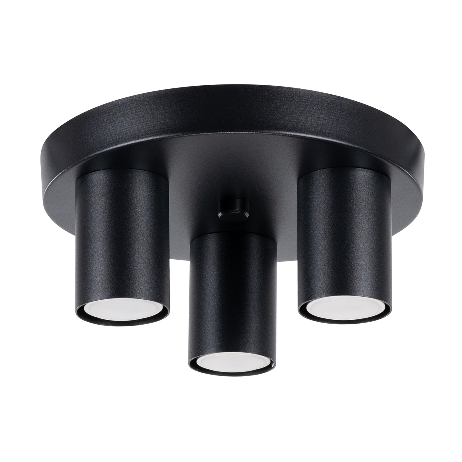 Plafonnier Lagos 3 tubes métal noir GU10, tubes cylindriques sur platine ronde