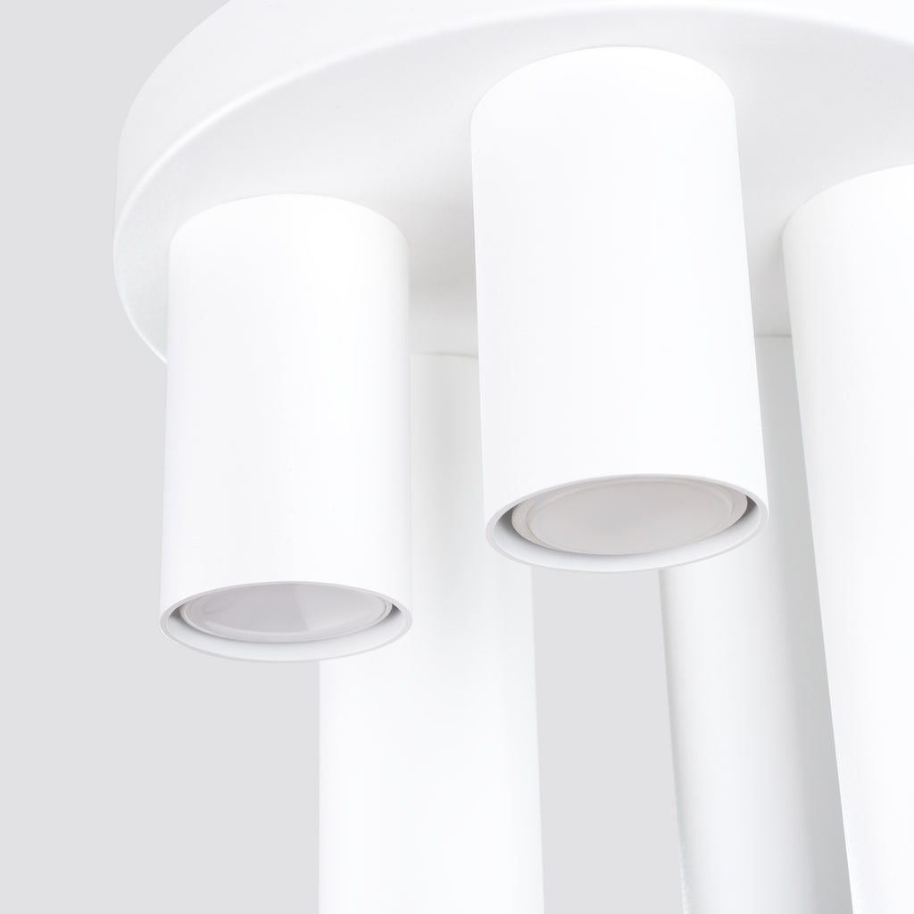 Plafonnier Lagos 5 tubes métal blanc GU10, détail de la structure