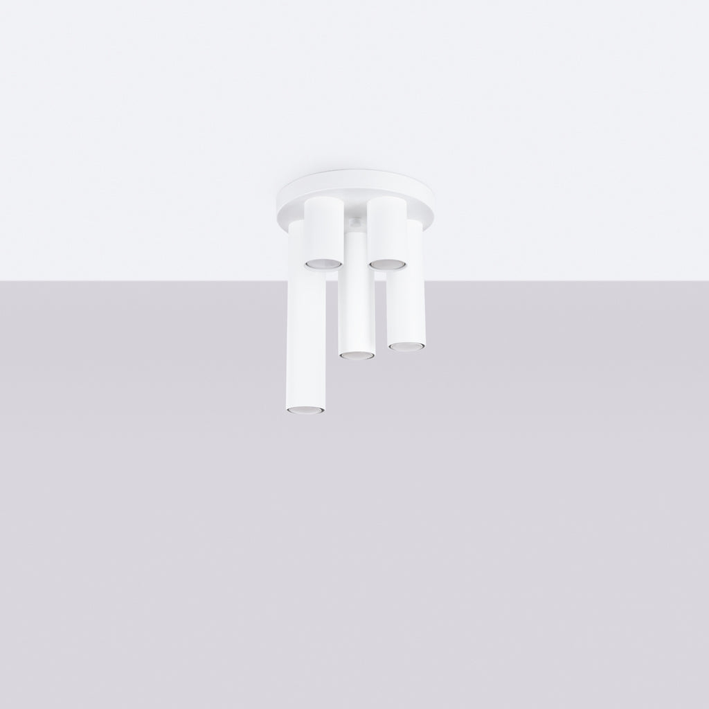 Plafonnier Lagos 5 tubes métal blanc GU10 de profil