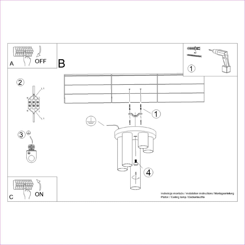 Notice de montage : Plafonnier Lagos 5 tubes métal blanc GU10