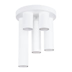 Plafonnier Lagos 5 tubes métal blanc GU10, tubes cylindriques sur platine ronde