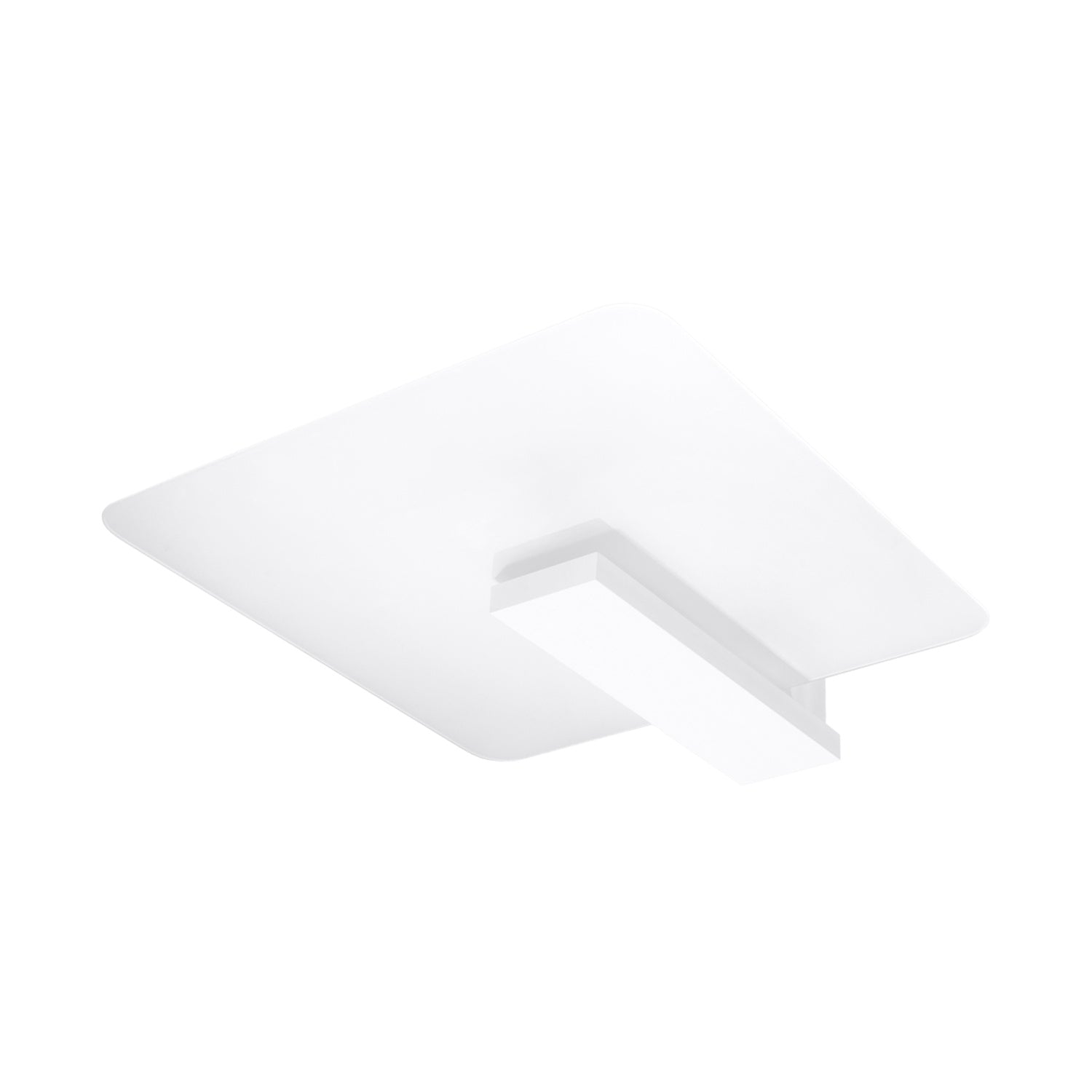 Plafonnier Lappo bois blanc, grande plaque de verre opale et structure bois