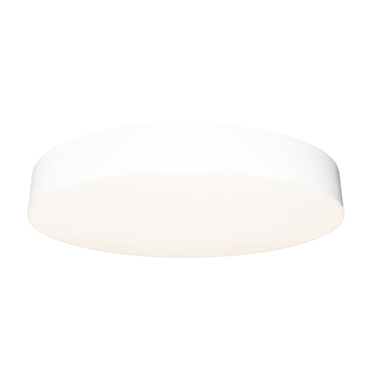 Plafonnier LED Lumos blanc rond et plat avec son diffuseur opale allumé