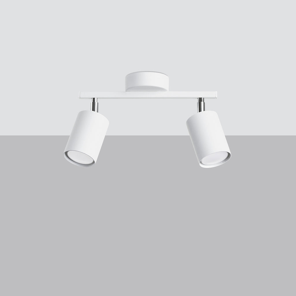 Plafonnier Lemmi 2 blanc de trois quarts, spots orientables
