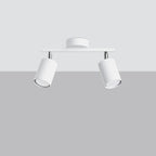 Plafonnier Lemmi 2 blanc de trois quarts, spots orientables