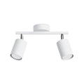 Plafonnier Lemmi 2 acier blanc, 2 spots cylindriques orientables GU10 sur barre