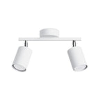 Plafonnier Lemmi 2 acier blanc, 2 spots cylindriques orientables GU10 sur barre