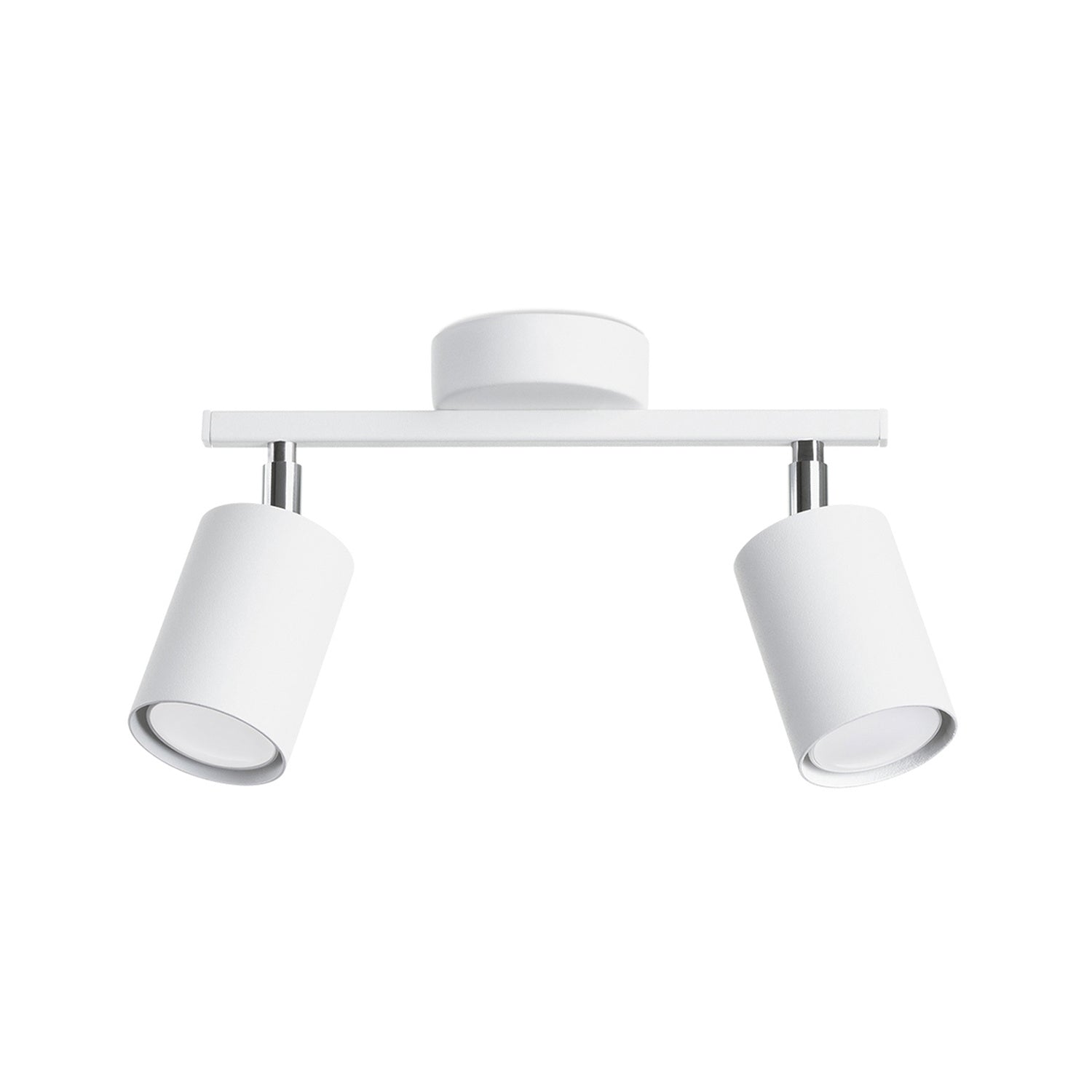 Plafonnier Lemmi 2 acier blanc, 2 spots cylindriques orientables GU10 sur barre