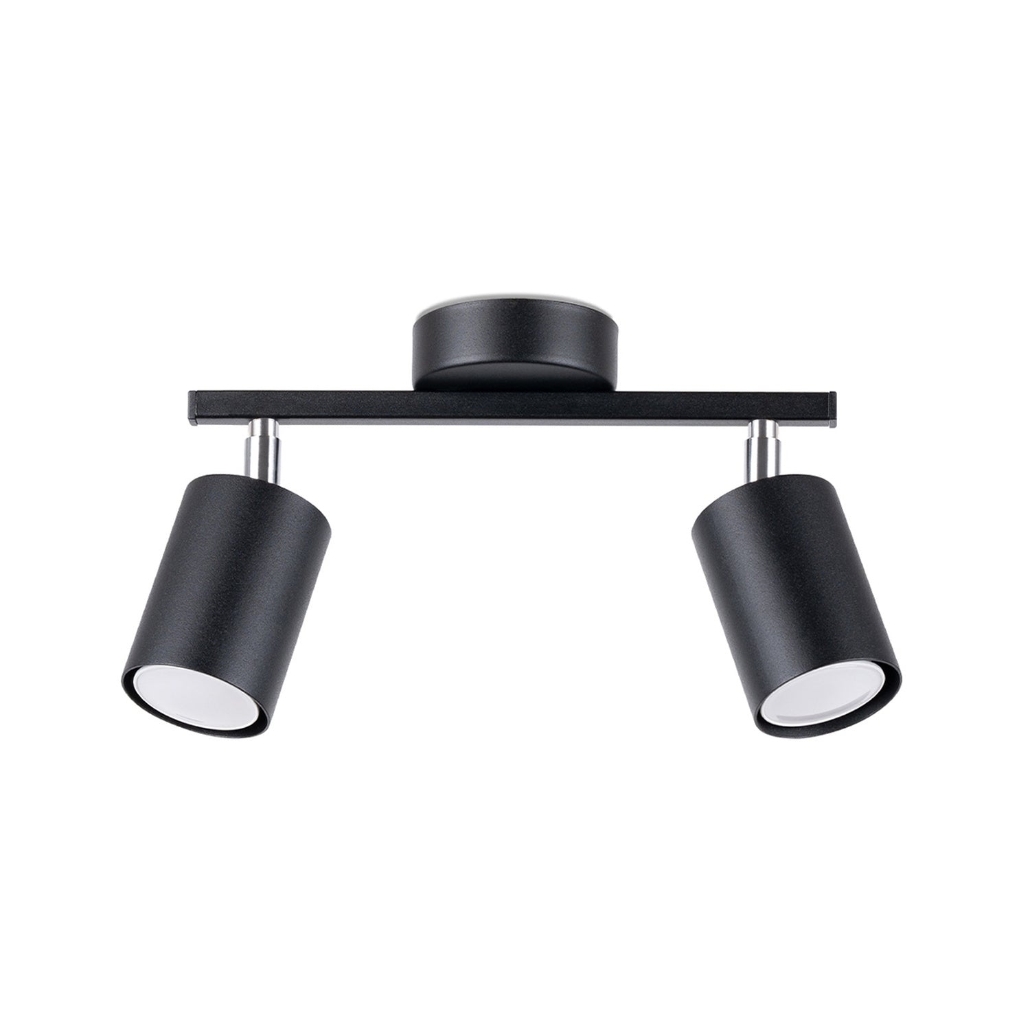 Plafonnier Lemmi 2 acier noir, 2 spots cylindriques orientables GU10 sur barre