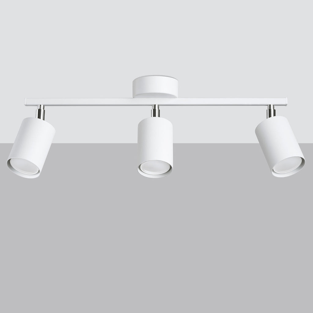 Plafonnier Lemmi 3 blanc de trois quarts, spots orientables