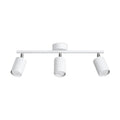 Plafonnier Lemmi 3 acier blanc, 3 spots cylindriques orientables GU10 sur barre