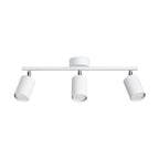 Plafonnier Lemmi 3 acier blanc, 3 spots cylindriques orientables GU10 sur barre