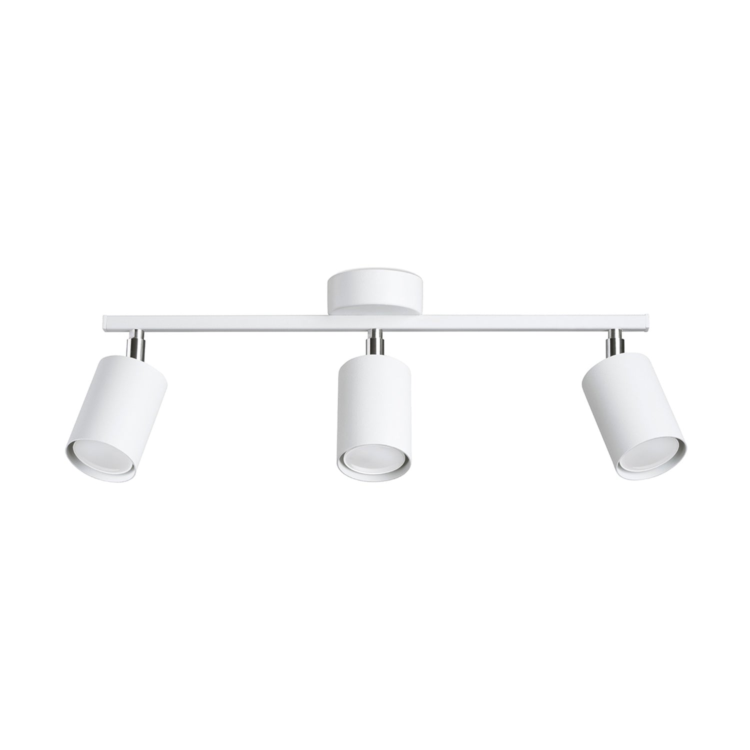 Plafonnier Lemmi 3 acier blanc, 3 spots cylindriques orientables GU10 sur barre
