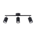 Plafonnier Lemmi 3 acier noir, 3 spots cylindriques orientables GU10 sur barre