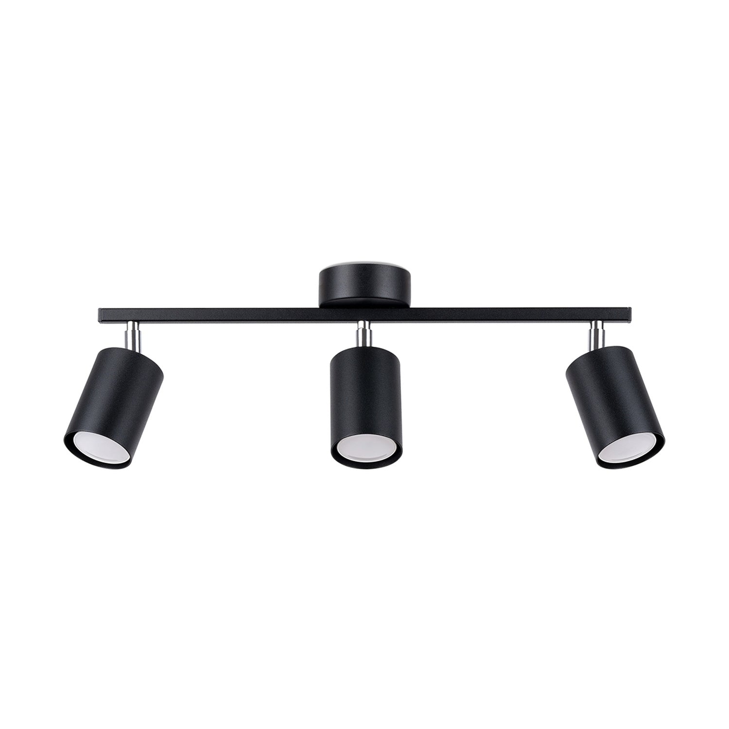 Plafonnier Lemmi 3 acier noir, 3 spots cylindriques orientables GU10 sur barre