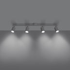 Plafonnier Lemmi 4 acier blanc GU10, détail d'un spot orientable sur rotule chromée