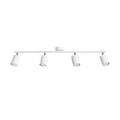 Plafonnier Lemmi 4 acier blanc GU10, 4 spots cylindriques orientables sur une barre d'acier blanc, rotules chromées