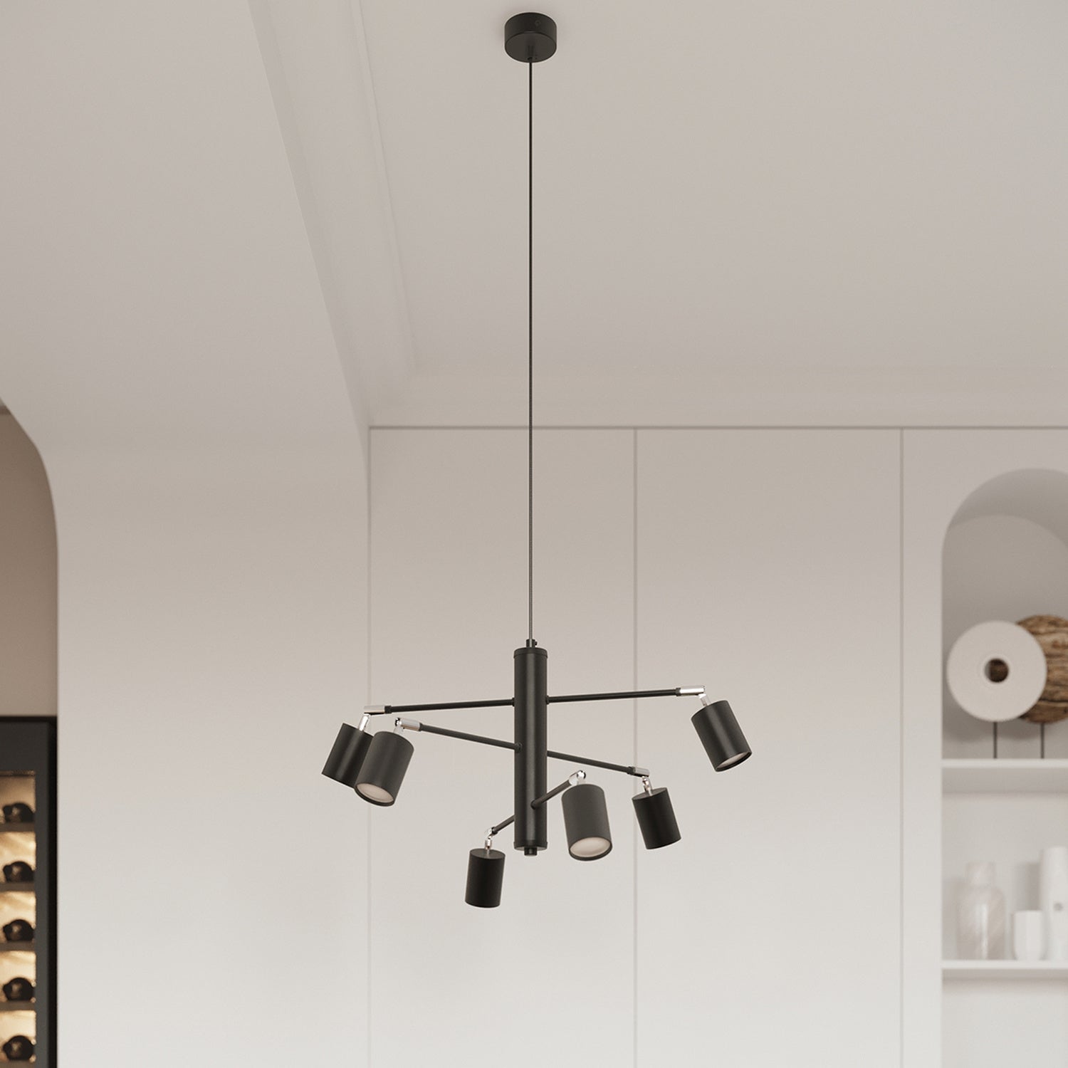 Plafonnier Lemmi 4 acier noir GU10 en situation dans un intérieur