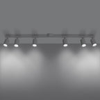 Plafonnier Lemmi 6 acier blanc GU10, détail d'un spot orientable sur rotule chromée