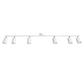Plafonnier Lemmi 6 acier blanc GU10, 6 spots cylindriques orientables sur une barre d'acier blanc, rotules chromées
