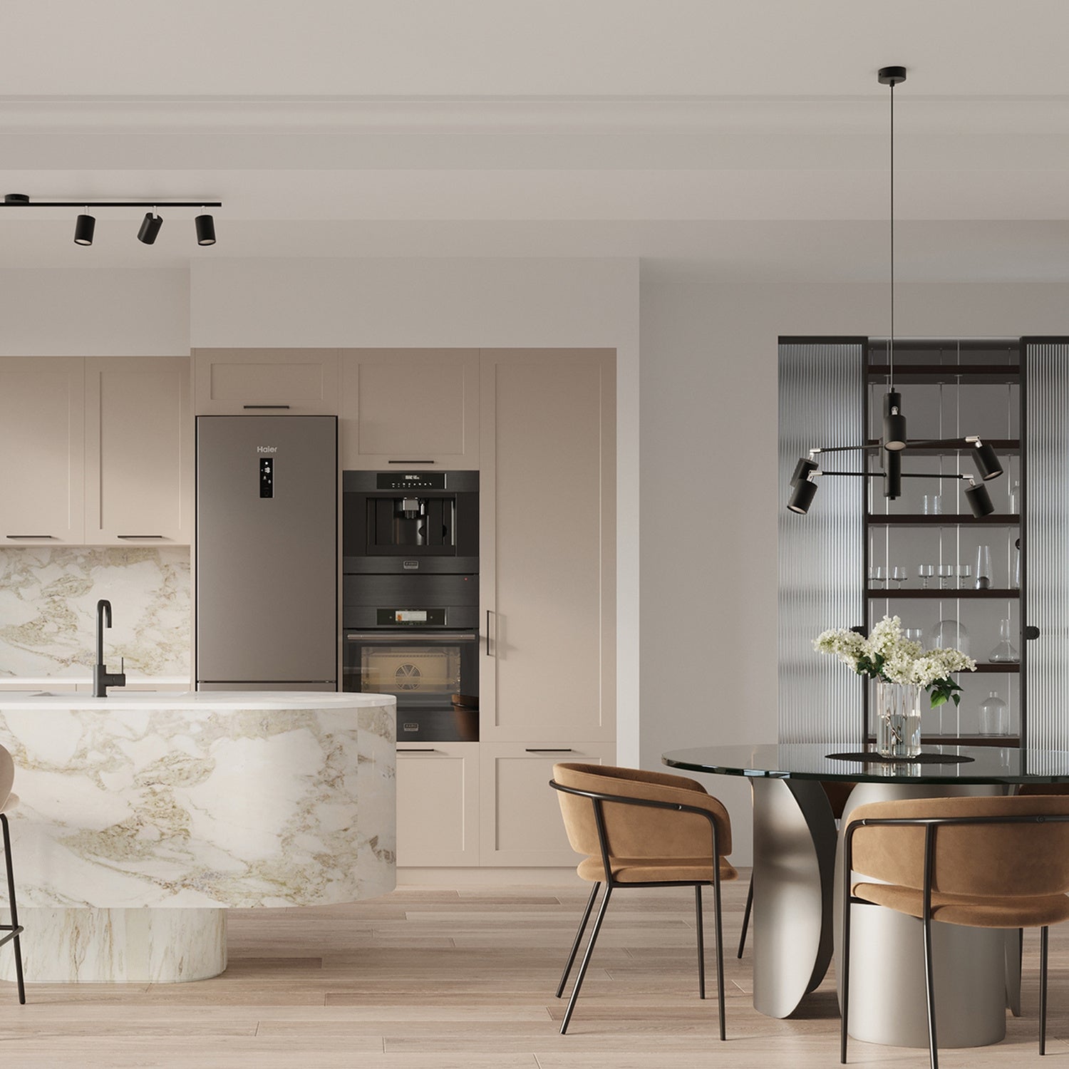 Plafonnier Lemmi 6 acier noir GU10, ambiance industrielle